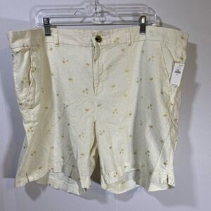 NWT OLD NAVY Everyday shorts linen with gold palm tree accents SZ 20